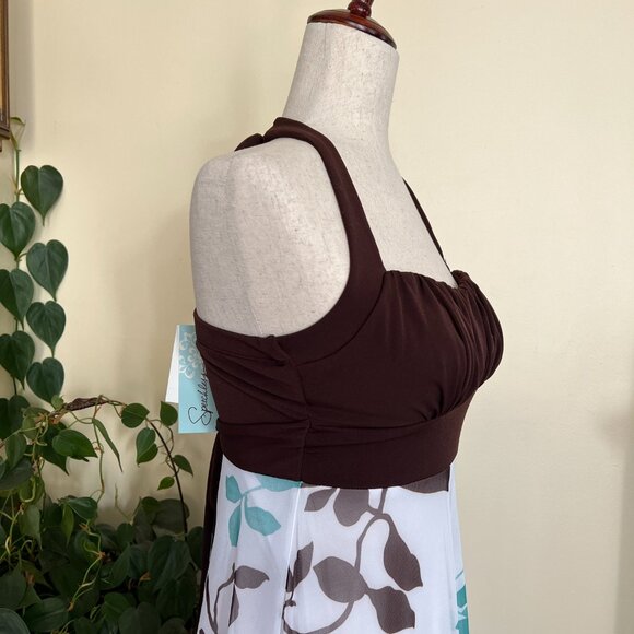 Speechless Brown & White Floral Halter Dress sz S NEW - Picture 4 of 9